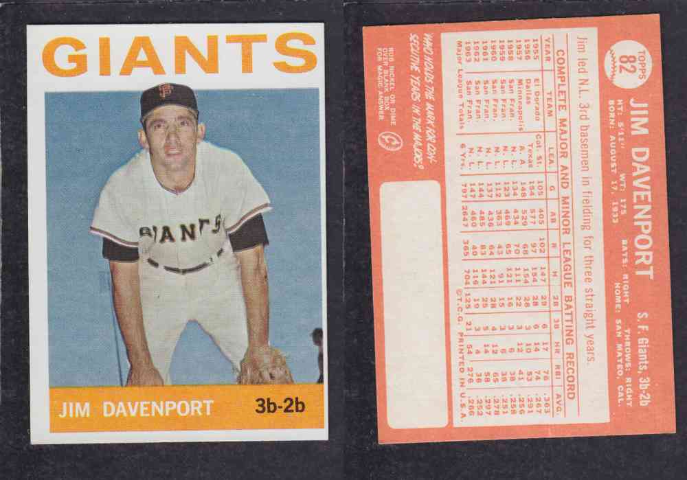 1964  TOPPS BASEBALL CARD  #82  J. DAVENPORT photo