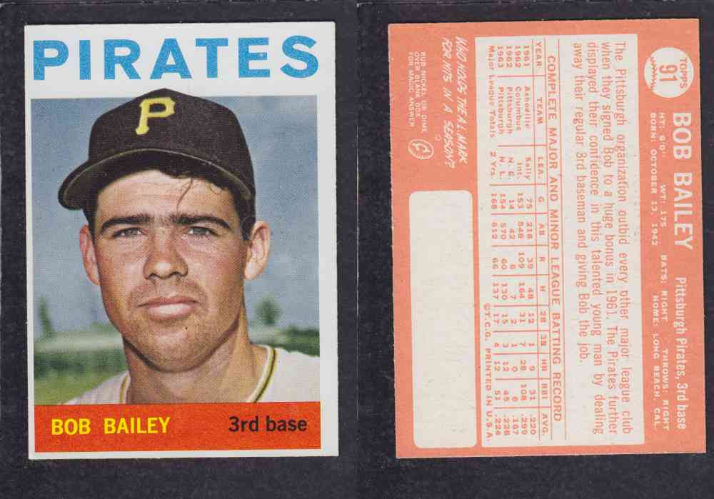 1964  TOPPS BASEBALL CARD  #91  B. BAILEY photo