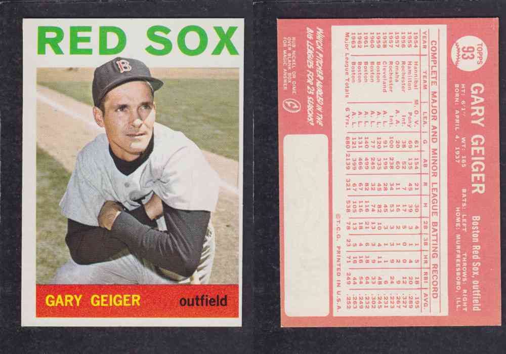 1964  TOPPS BASEBALL CARD  #93  G. GEIGER photo