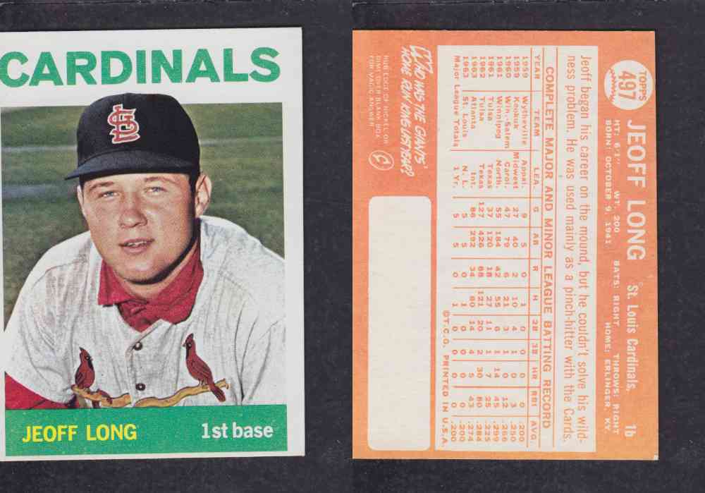 1964  TOPPS BASEBALL CARD  #297  J. LONG photo