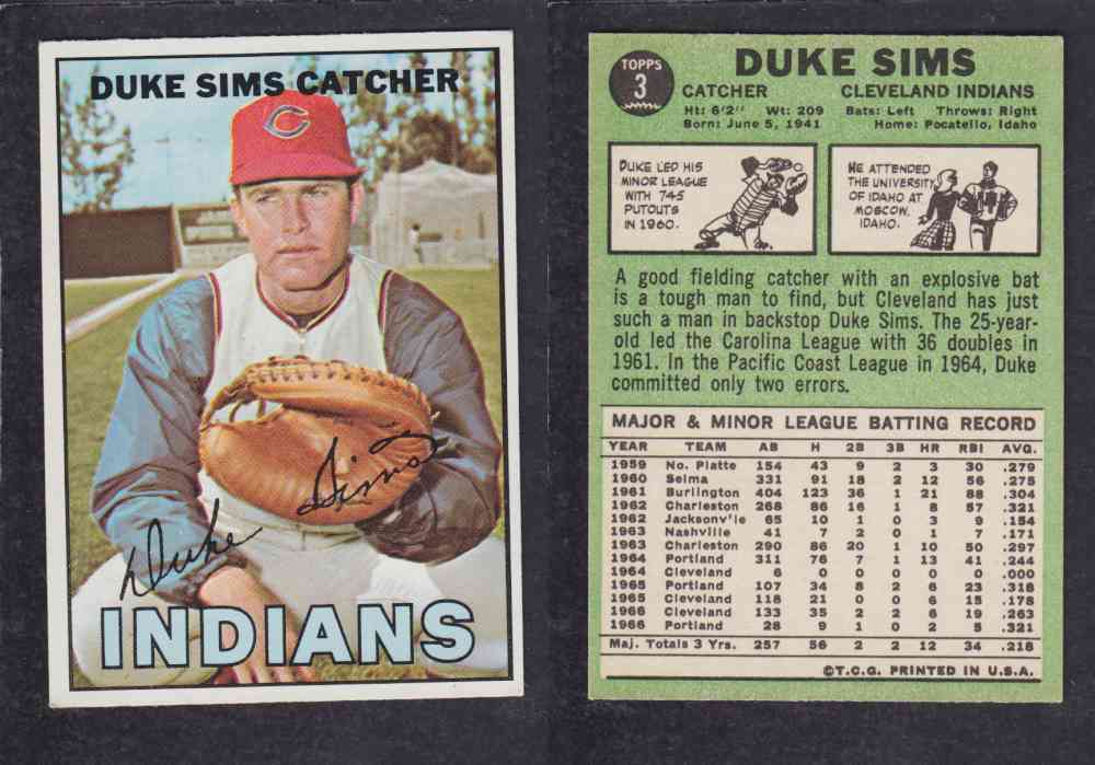 1967   TOPPS BASEBALL CARD  #3  D. SIMS photo