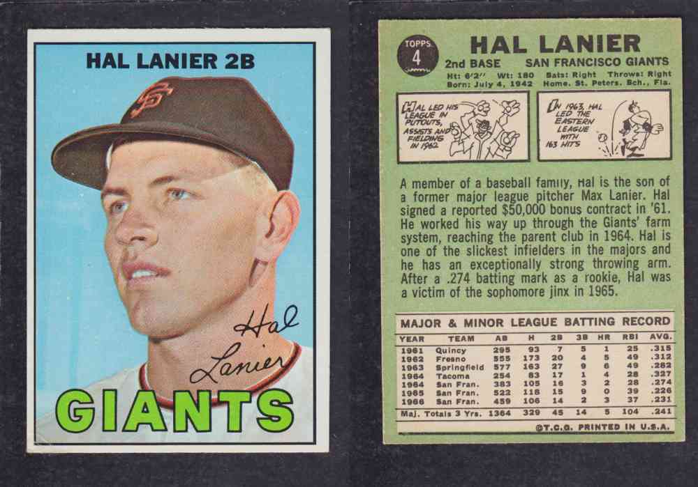 1967   TOPPS BASEBALL CARD  #4  H. LANIER photo