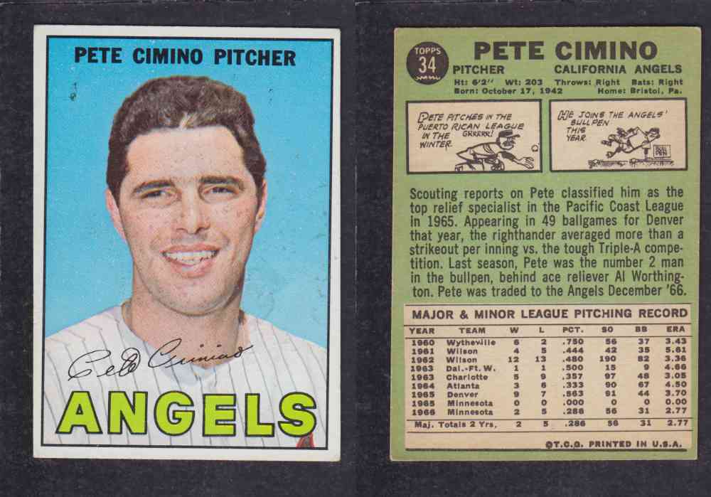 1967   TOPPS BASEBALL CARD  #34  P. CIMONO photo