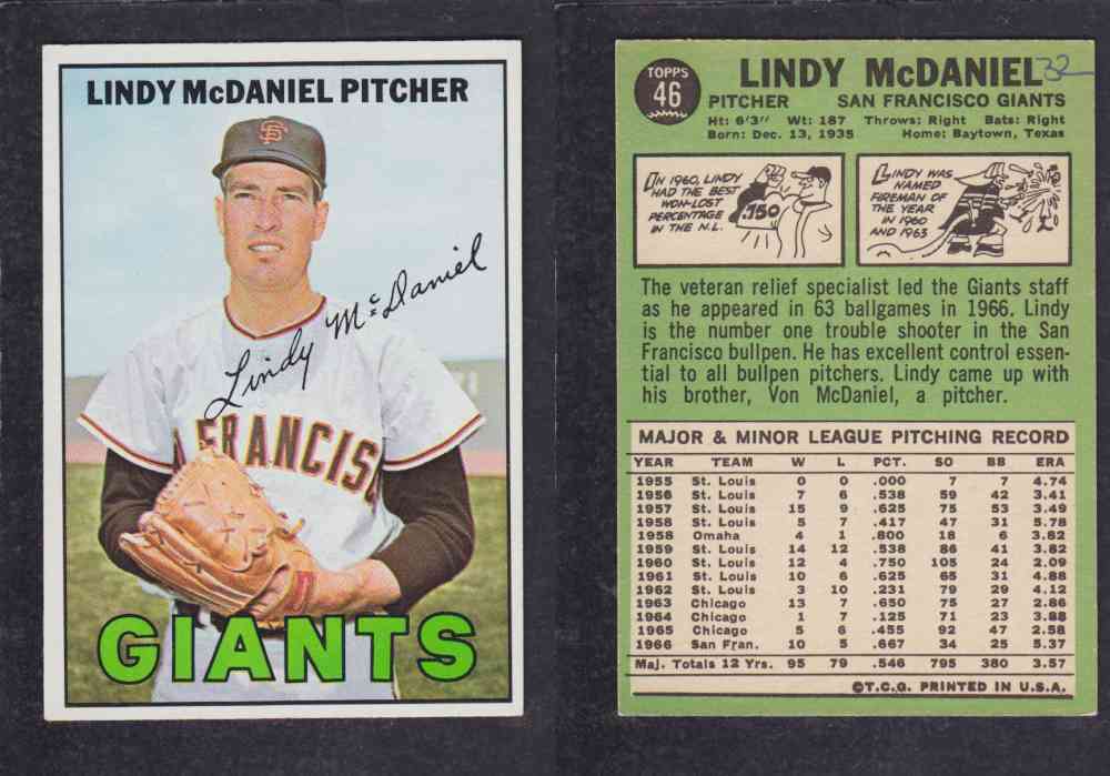 1967   TOPPS BASEBALL CARD  #46  L. McDANIEL photo