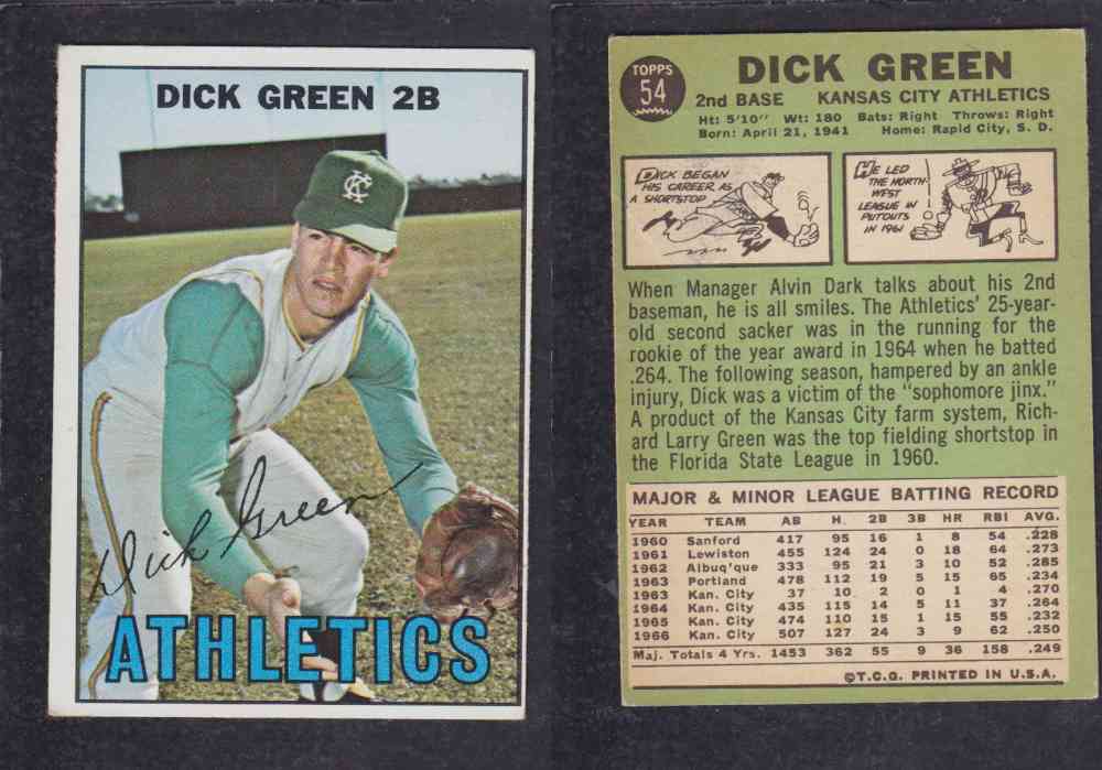 1967   TOPPS BASEBALL CARD  #54  D. GREEN photo