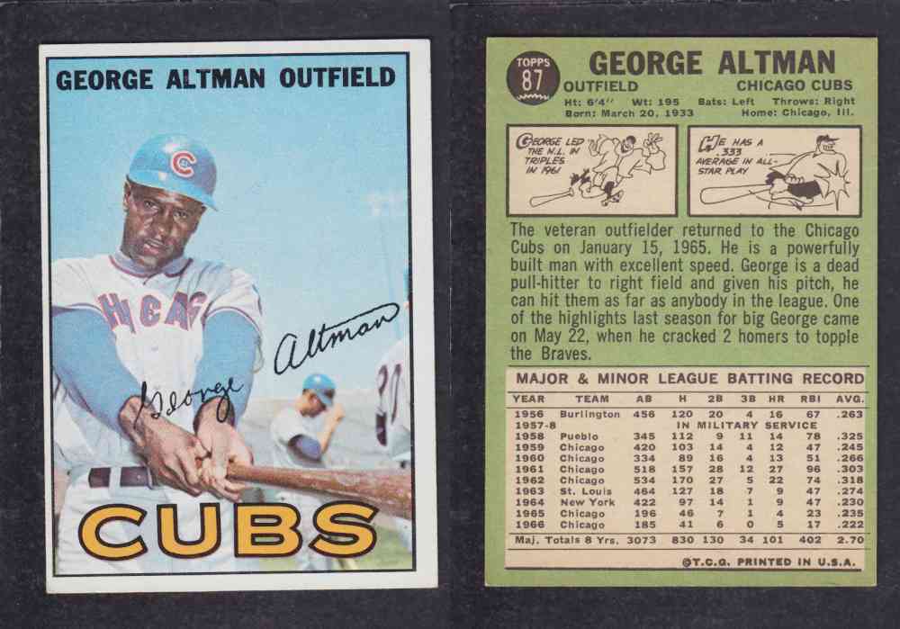 1967   TOPPS BASEBALL CARD  #87  G. ALTMAN photo