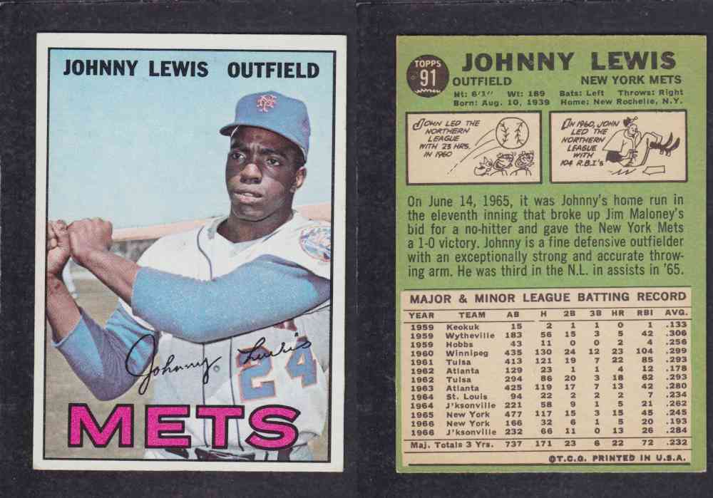 1967   TOPPS BASEBALL CARD  #91  J. LEWIS photo