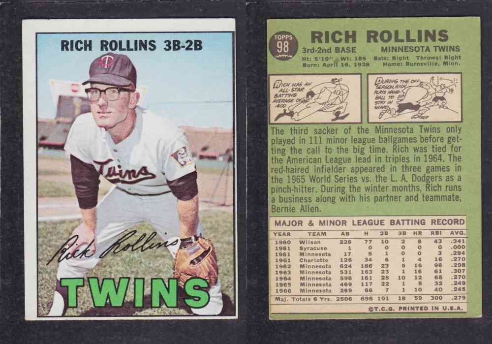 1967   TOPPS BASEBALL CARD  #98  R. ROOLINS photo