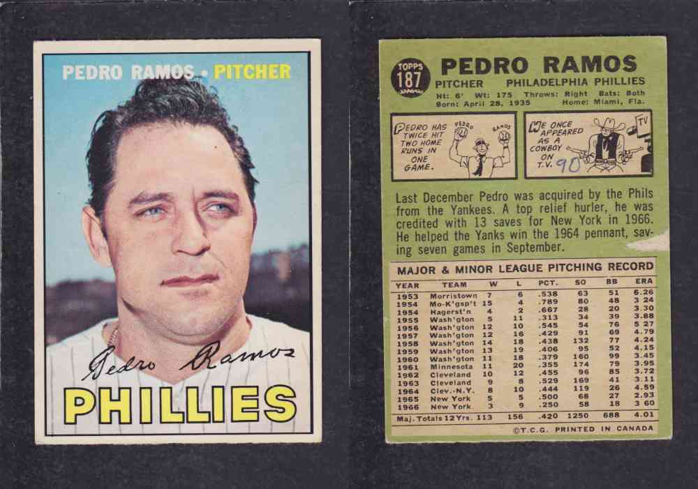 1967   TOPPS BASEBALL CARD  #187  P. RAMOS photo
