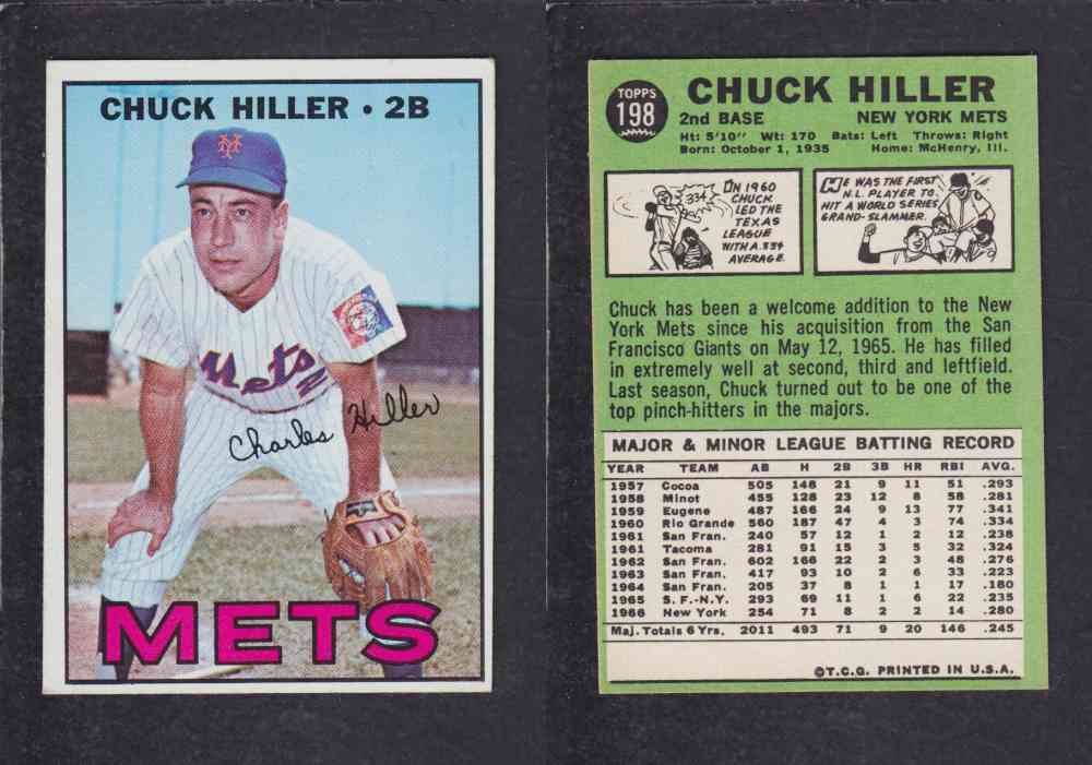 1967  TOPPS BASEBALL CARD  #198  C. HILLER photo