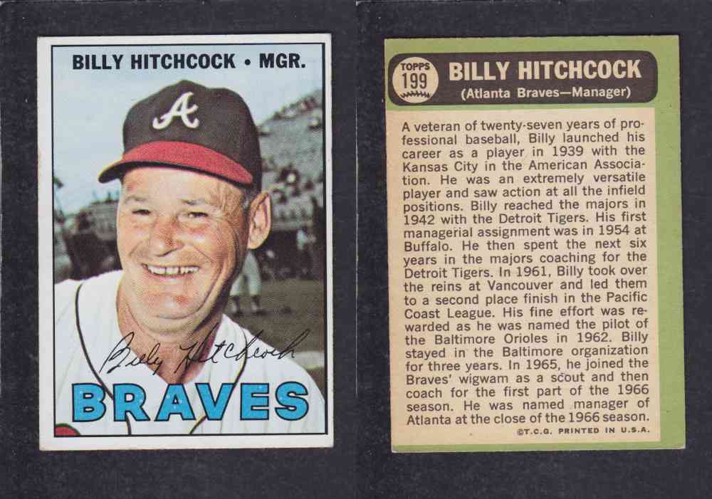 1967  TOPPS BASEBALL CARD  #199  B. HITCHCOCK photo