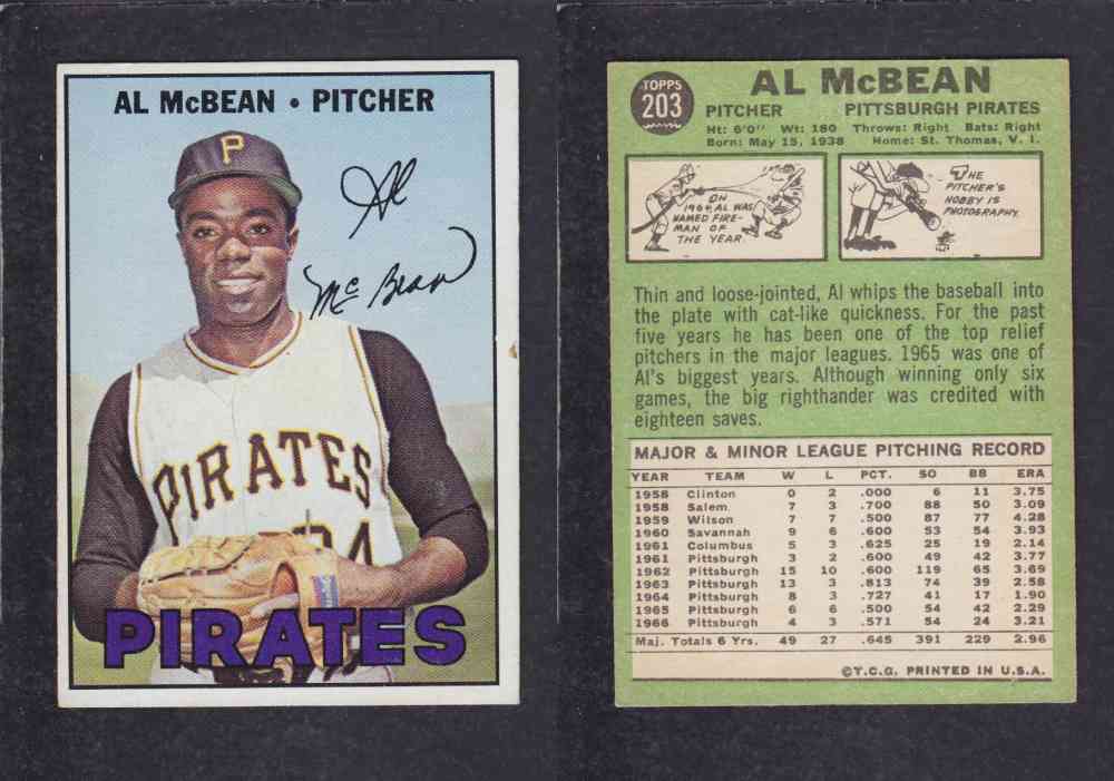 1967  TOPPS BASEBALL CARD  #203  A. McBEAN photo