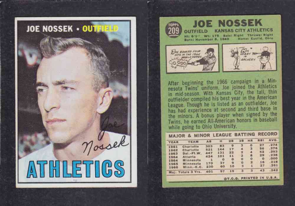 1967  TOPPS BASEBALL CARD  #209  J. NOSSEK photo