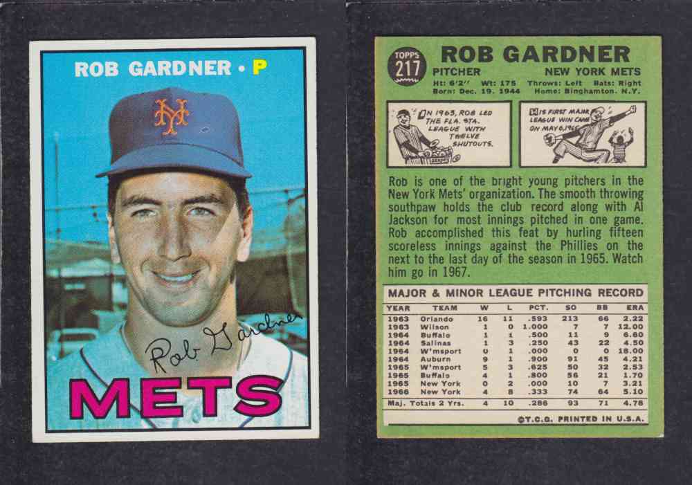 1967  TOPPS BASEBALL CARD  #217  R. GARDNER photo