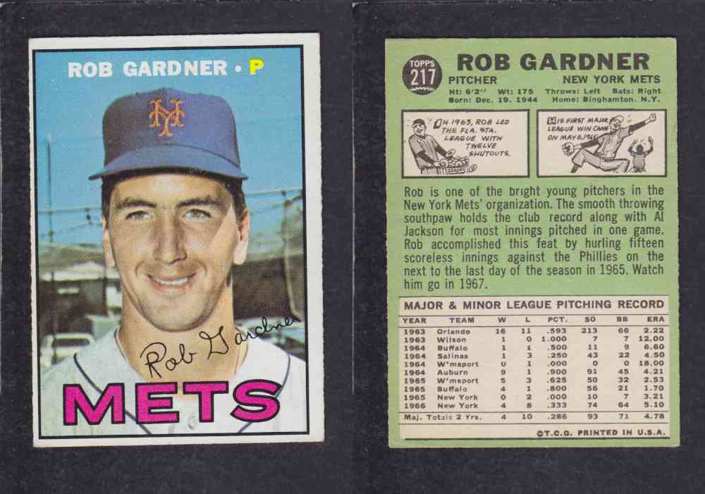 1967  TOPPS BASEBALL CARD  #217  R. GARDNER photo