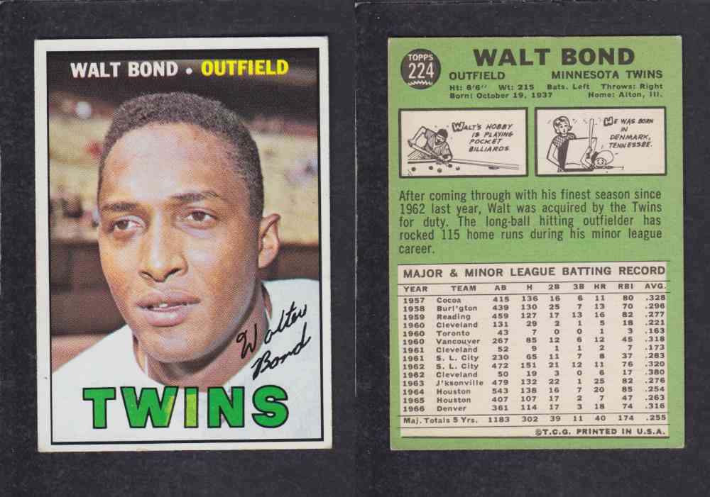 1967  TOPPS BASEBALL CARD  #224  W. BOND photo