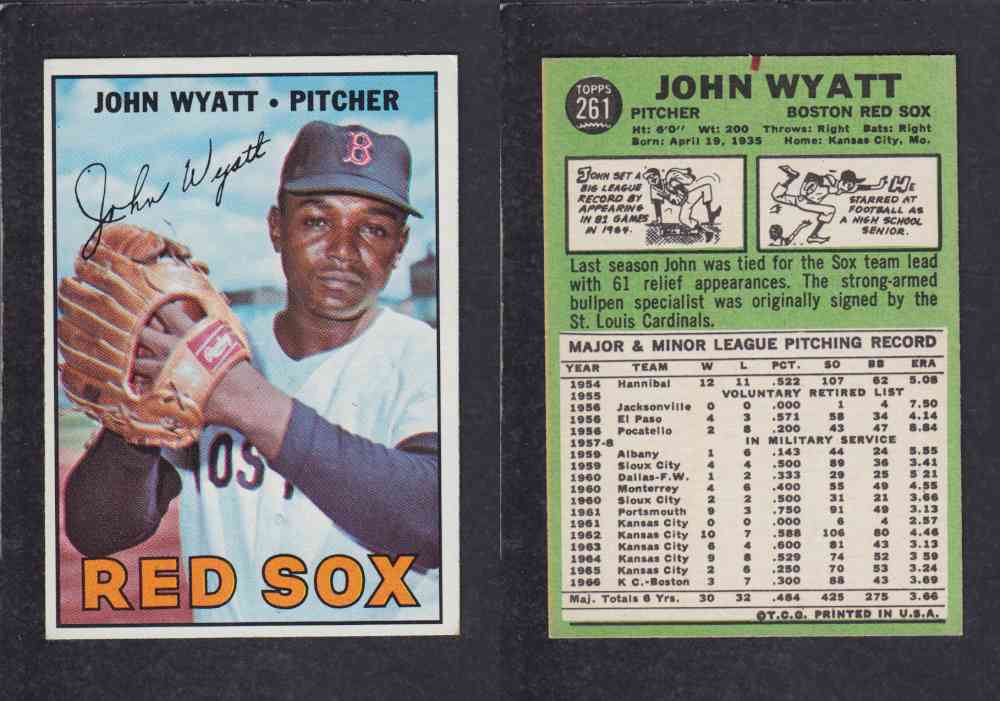 1967  TOPPS BASEBALL CARD  #261  J. WYATT photo