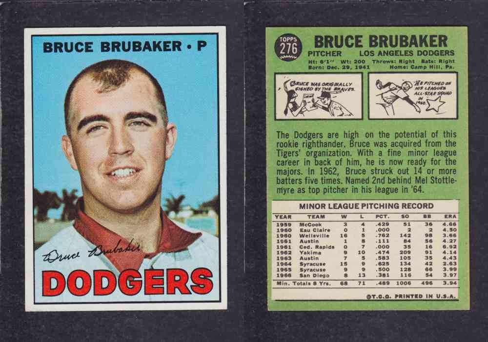 1967  TOPPS BASEBALL CARD  #276  B. BRUBAKER photo