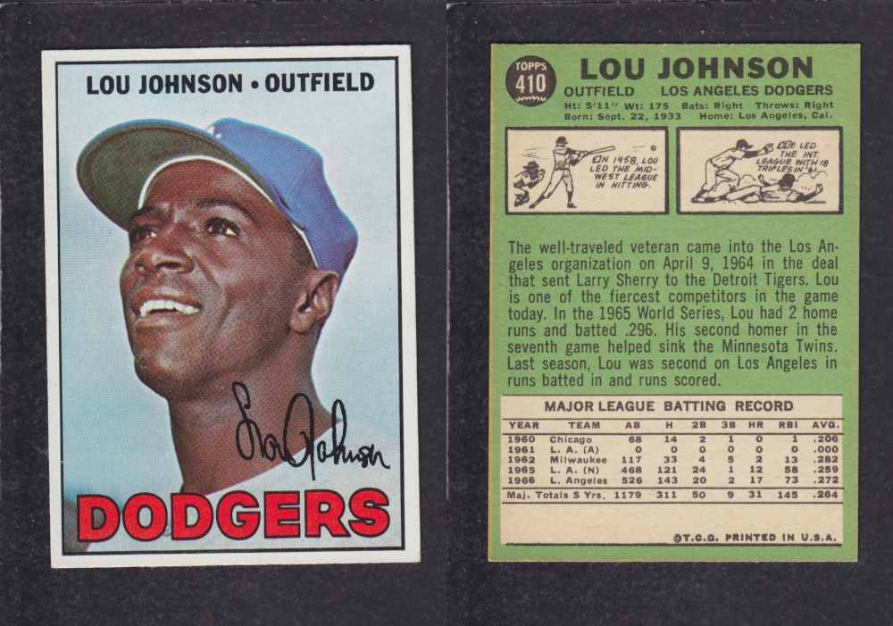 1967  TOPPS BASEBALL CARD  #410  L. JOHNSON photo