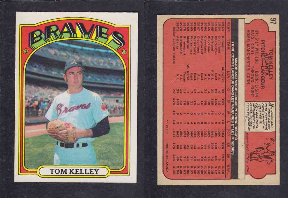 1972 O-PEE-CHEE BASEBALL CARD #97 T. KELLEY photo