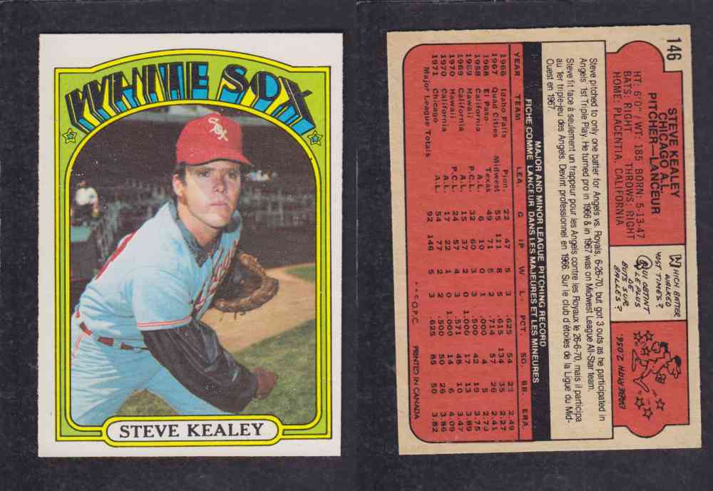 1972 O-PEE-CHEE BASEBALL CARD #146 S. KEALEY photo