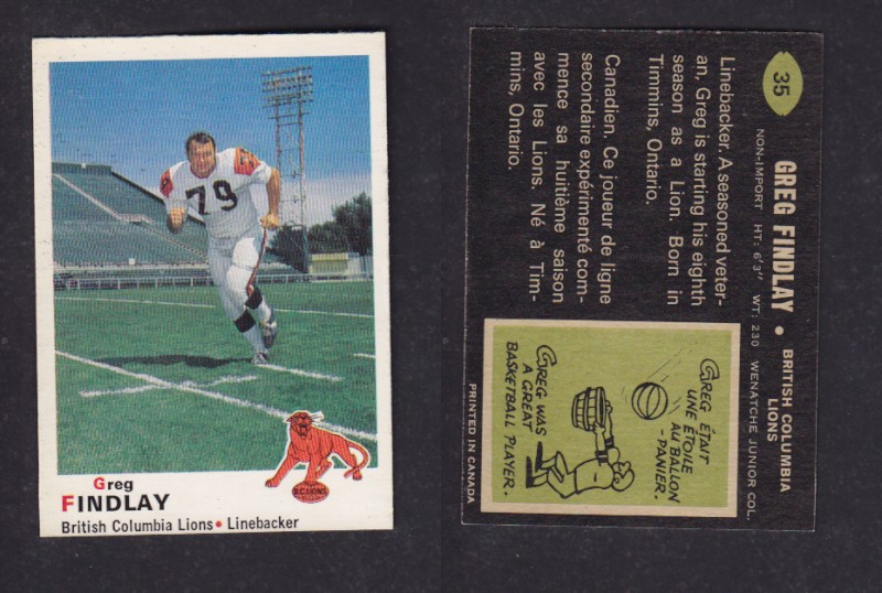 1970 CFL O-PEE-CHEE FOOTBALL CARD #35 G. FINDLAY photo