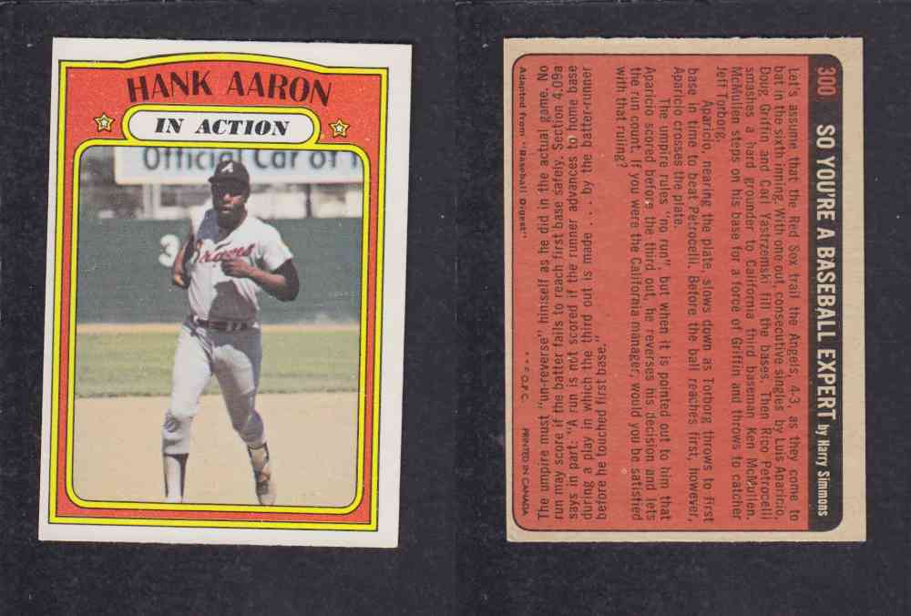 1972 O-PEE-CHEE BASEBALL CARD #300 H. AARON photo