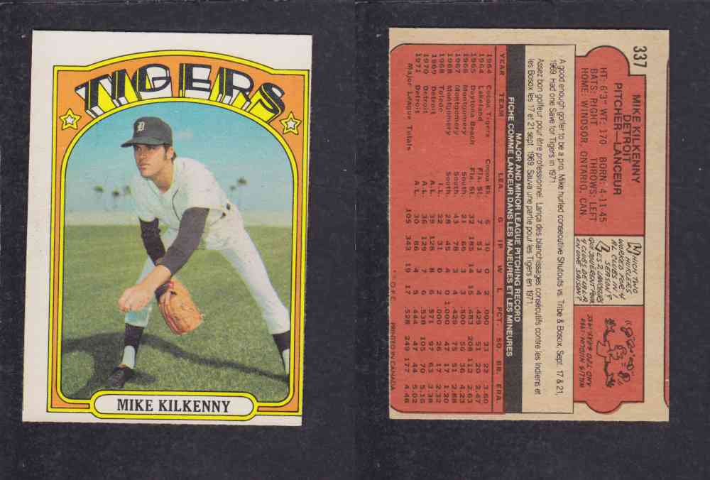 1972 O-PEE-CHEE BASEBALL CARD #337 M. KILKENNY photo