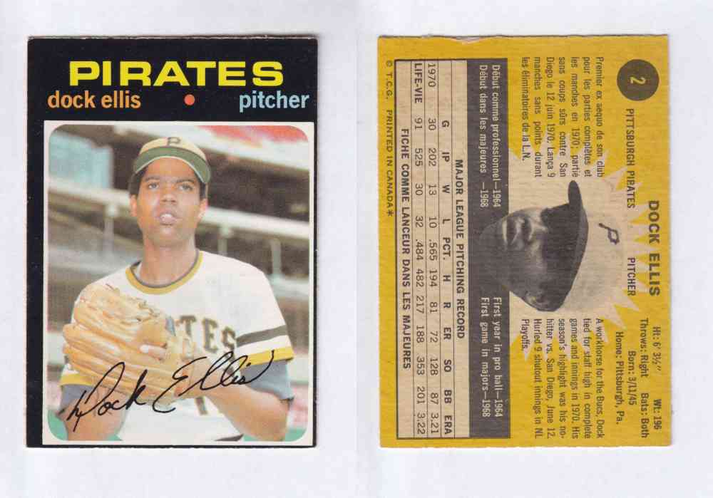 1971 O-PEE-CHEE BASEBALL CARDS #2  D. ELLIS photo