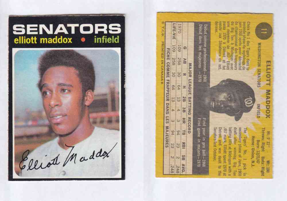 1971 O-PEE-CHEE BASEBALL CARDS #11  E. MADDOX photo