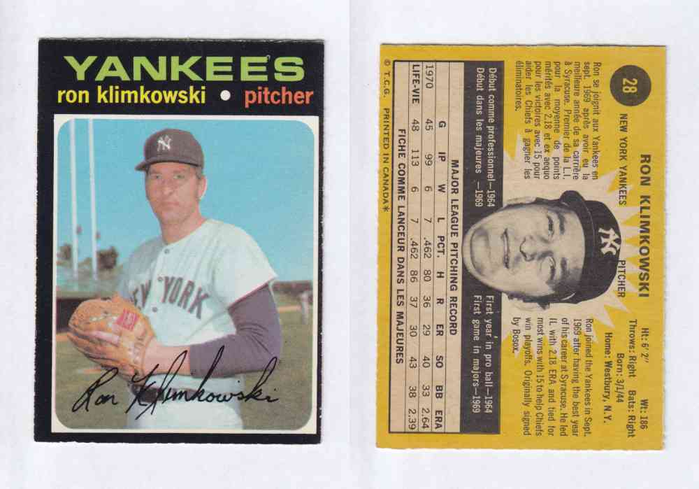 1971 O-PEE-CHEE BASEBALL CARDS #28  R. KLIMKOWSKI photo