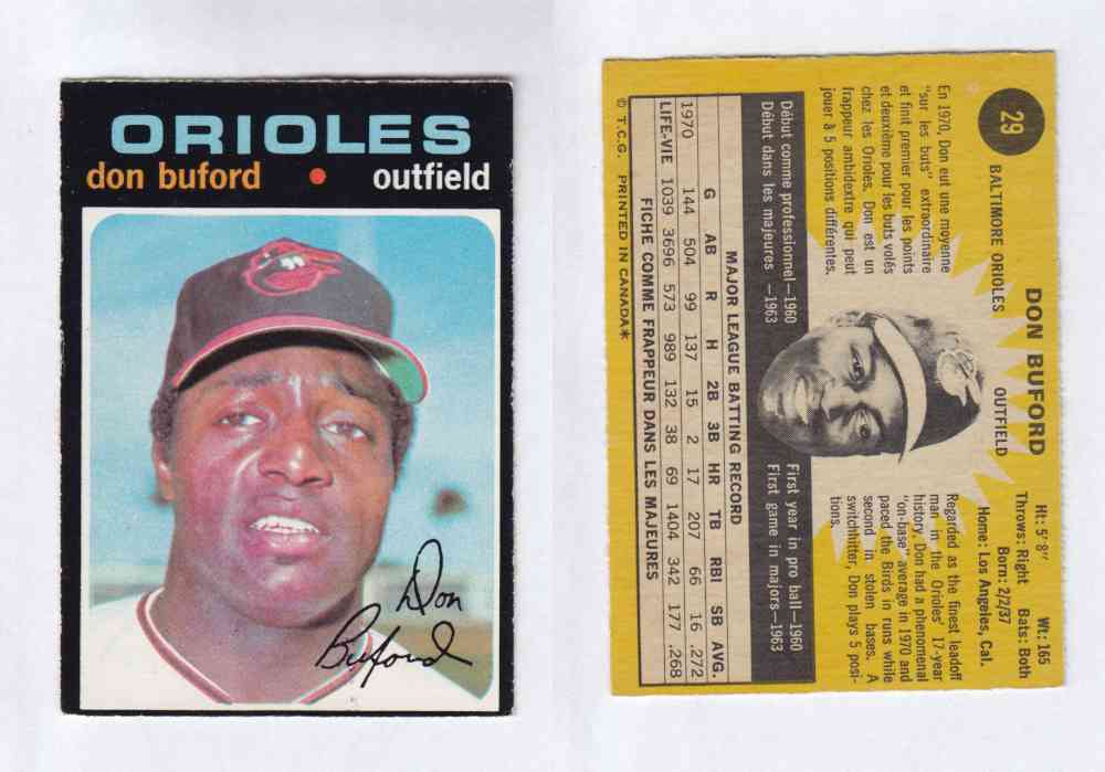 1971 O-PEE-CHEE BASEBALL CARDS #29  D. BUFORD photo