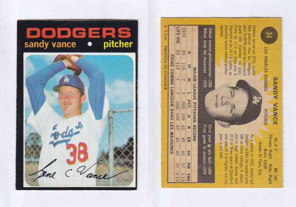 1971 O-PEE-CHEE BASEBALL CARDS #34  S. VANCE photo