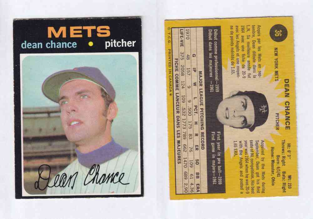 1971 O-PEE-CHEE BASEBALL CARDS #36  D. CHANCE photo