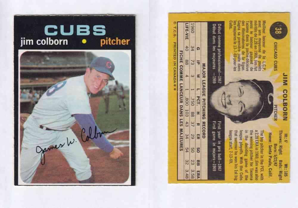 1971 O-PEE-CHEE BASEBALL CARDS #38  J. COLBORN photo