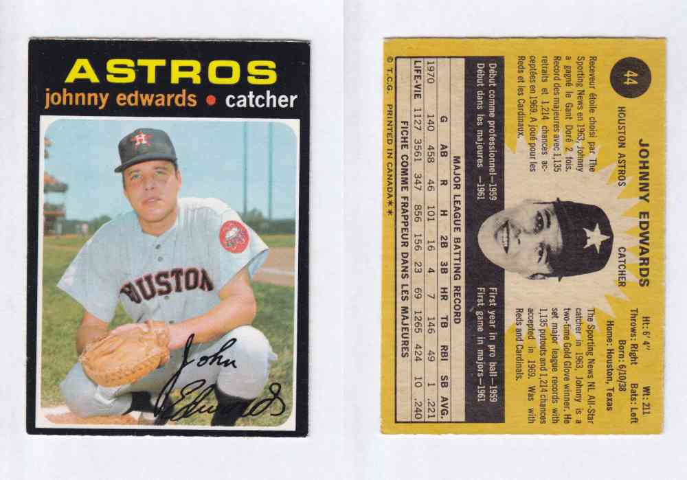 1971 O-PEE-CHEE BASEBALL CARDS #44  J. EDWARDS photo