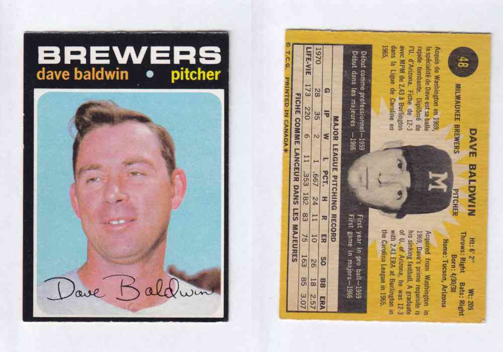 1971 O-PEE-CHEE BASEBALL CARDS #48  D. BALDWIN photo