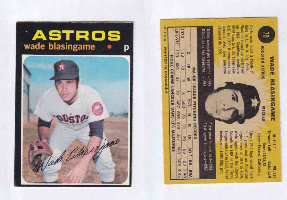 1971 O-PEE-CHEE BASEBALL CARDS #79  W. BLASINGAME photo