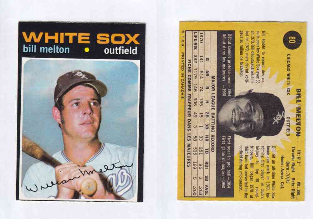 1971 O-PEE-CHEE BASEBALL CARDS #80  B. MELTON photo