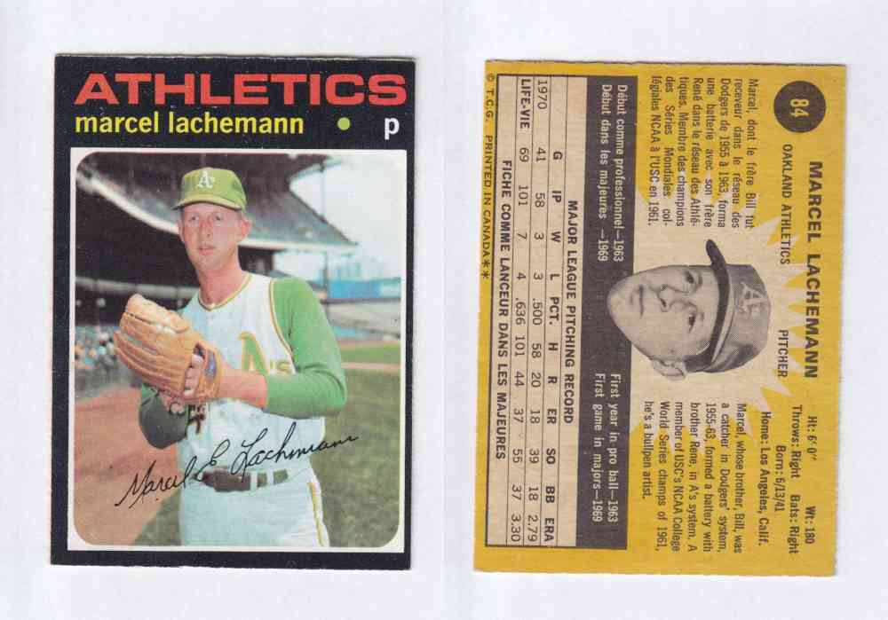 1971 O-PEE-CHEE BASEBALL CARDS #84  M. LACHEMANN photo