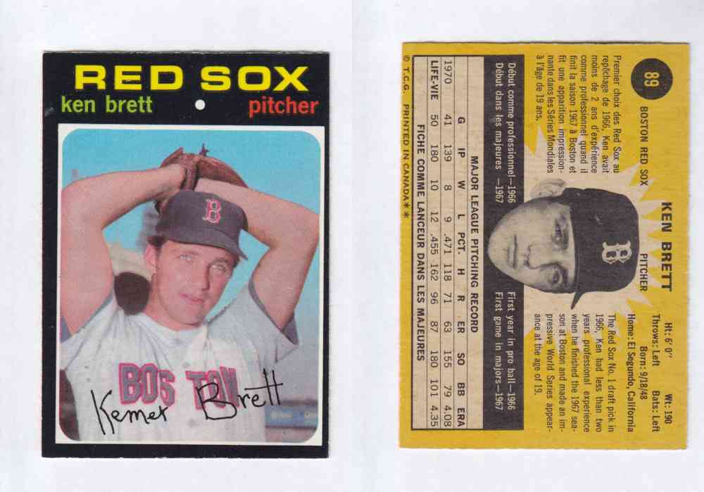 1971 O-PEE-CHEE BASEBALL CARDS #89  K. BRETT photo