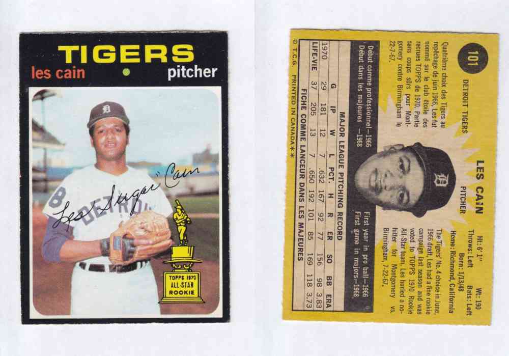 1971 O-PEE-CHEE BASEBALL CARDS #101  L. CAIN photo