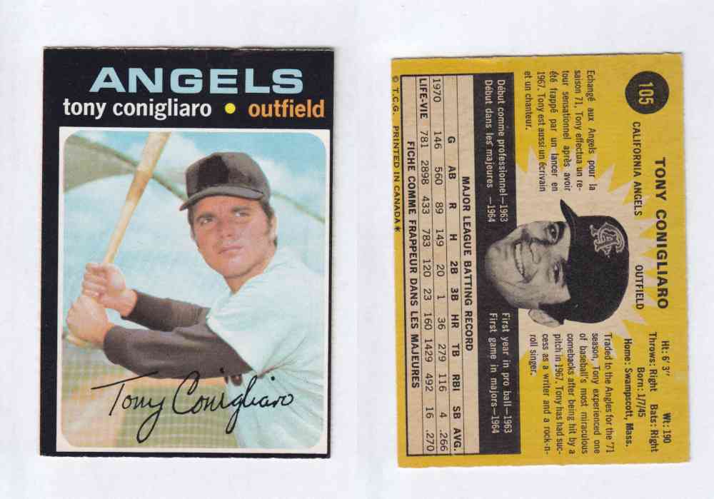 1971 O-PEE-CHEE BASEBALL CARDS #105  T. CONIGLIARO photo