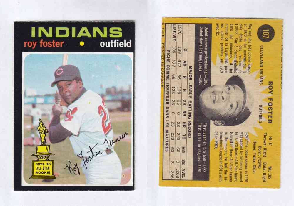 1971 O-PEE-CHEE BASEBALL CARDS #107   R. FOSTER photo