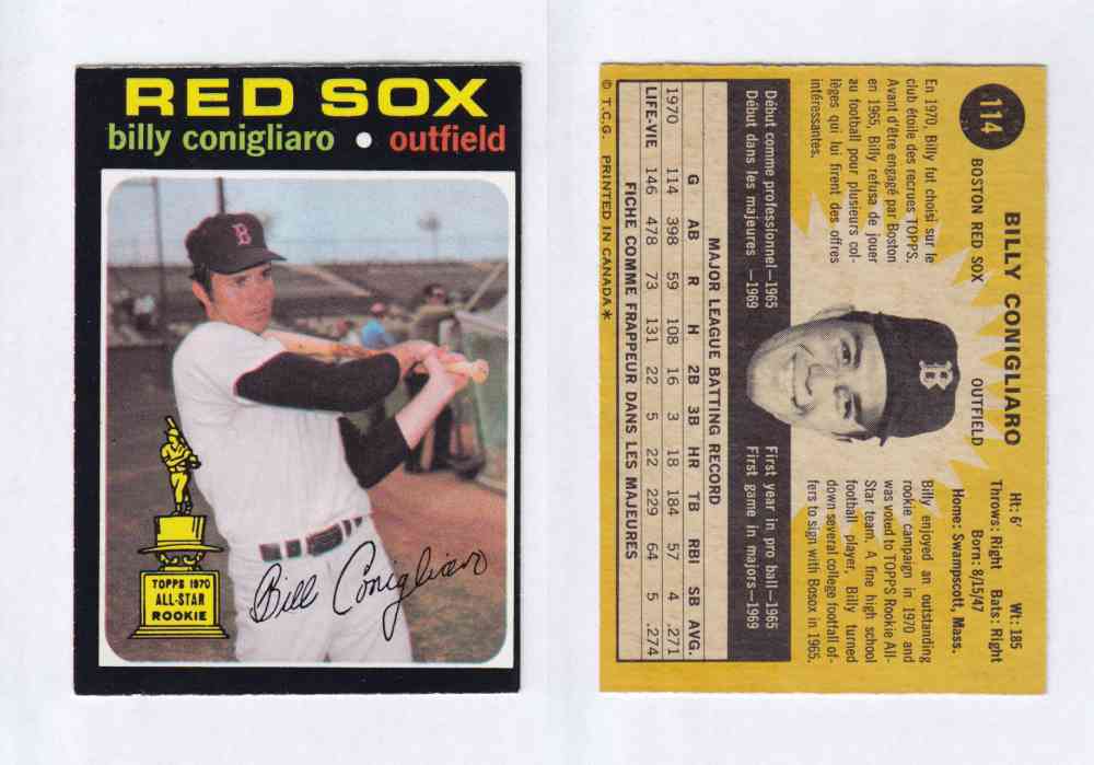 1971 O-PEE-CHEE BASEBALL CARDS #114  B. CONIGLIARO photo