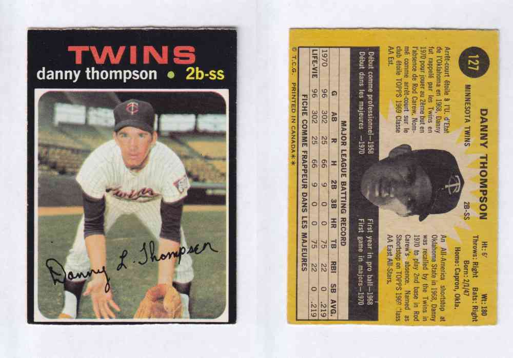 1971 O-PEE-CHEE BASEBALL CARDS #127  D. THOMPSON photo