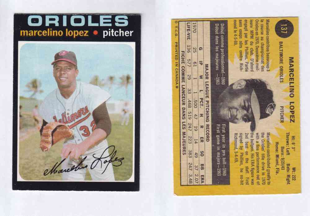 1971 O-PEE-CHEE BASEBALL CARDS #137  M. LOPEZ photo