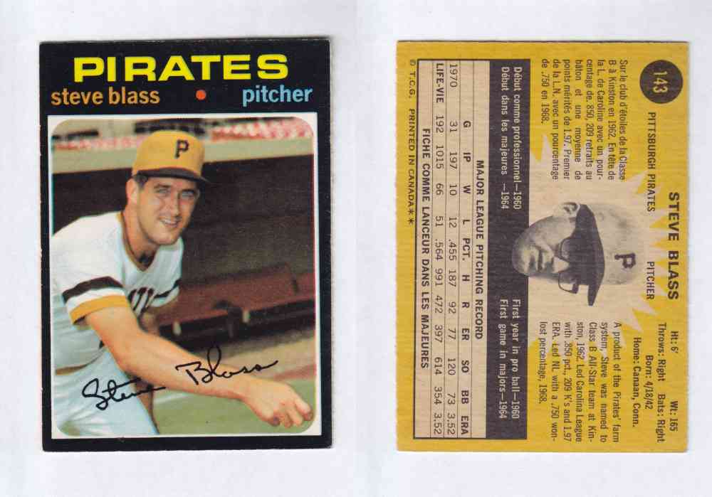 1971 O-PEE-CHEE BASEBALL CARDS #143  S. BLASS photo