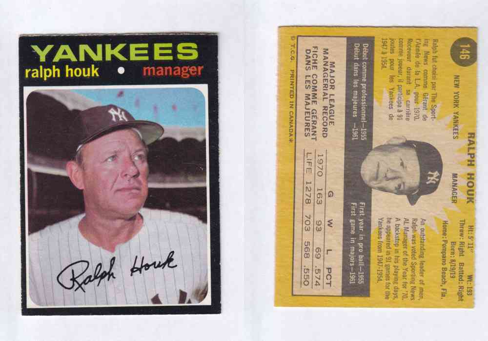 1971 O-PEE-CHEE BASEBALL CARDS #146  R. HOUK photo