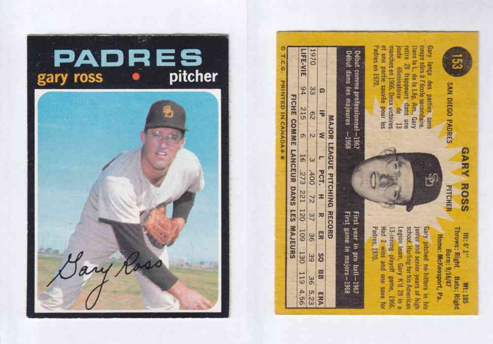 1971 O-PEE-CHEE BASEBALL CARDS #153  G. ROSS photo